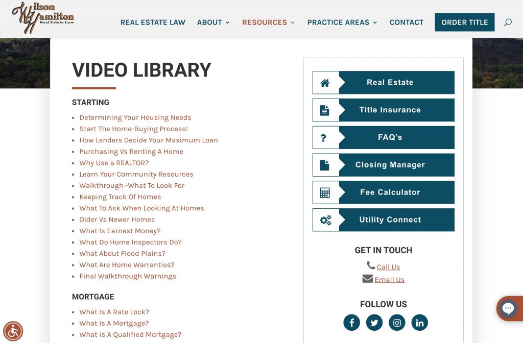 Video Library Page Screenshot