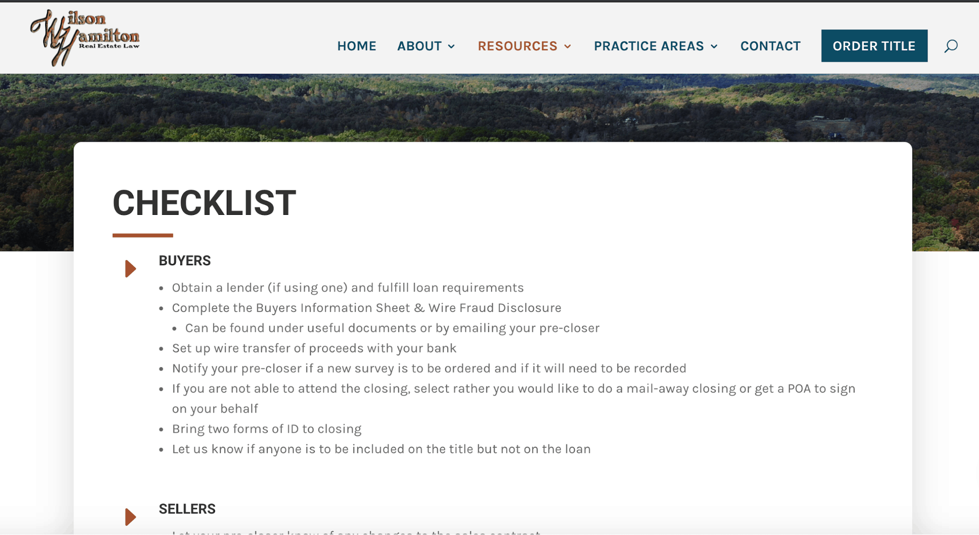 screenshot of a checklist on the Wilson Hamilton law website