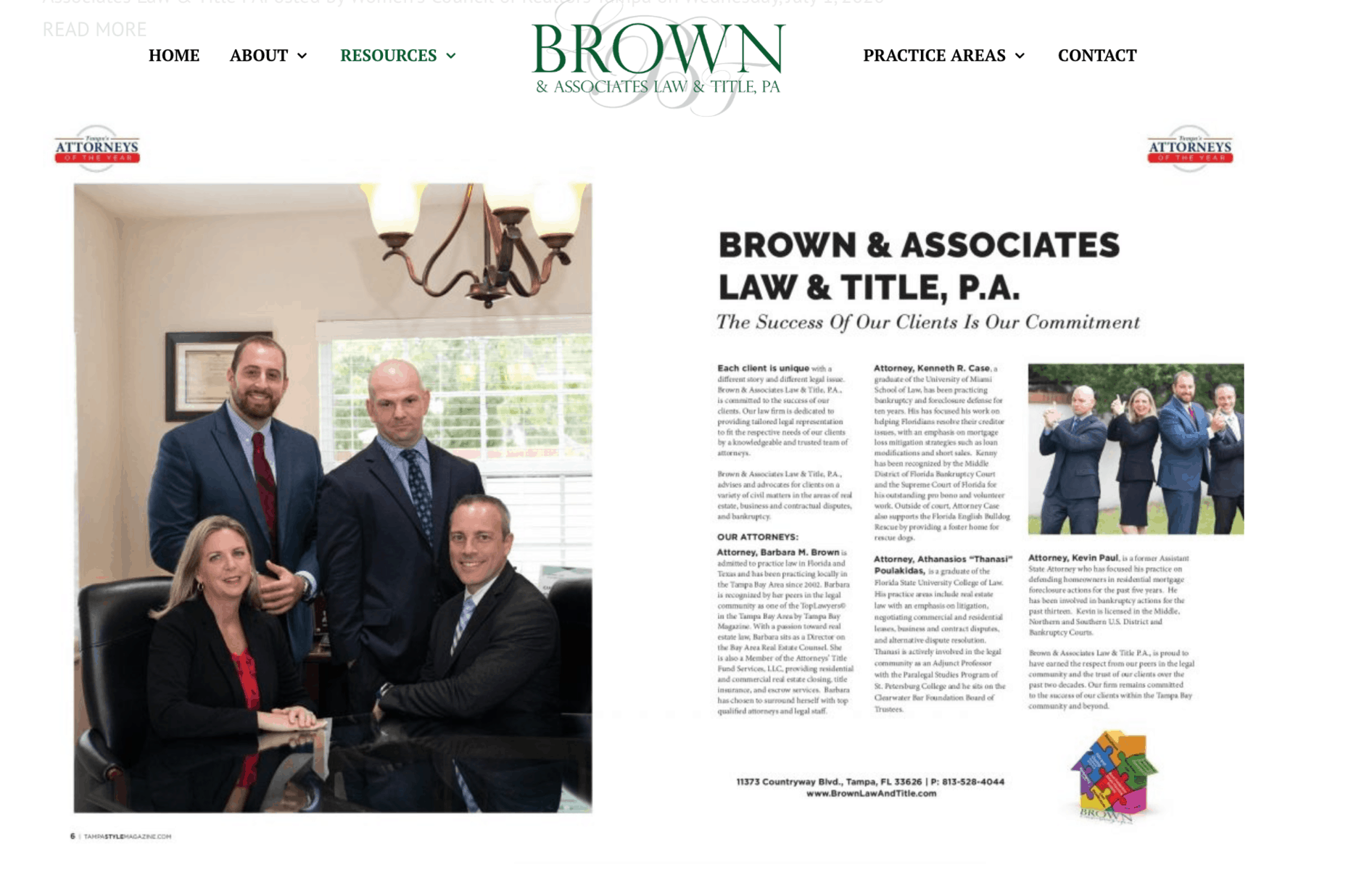 screenshot of the Brown and Associates law and title website